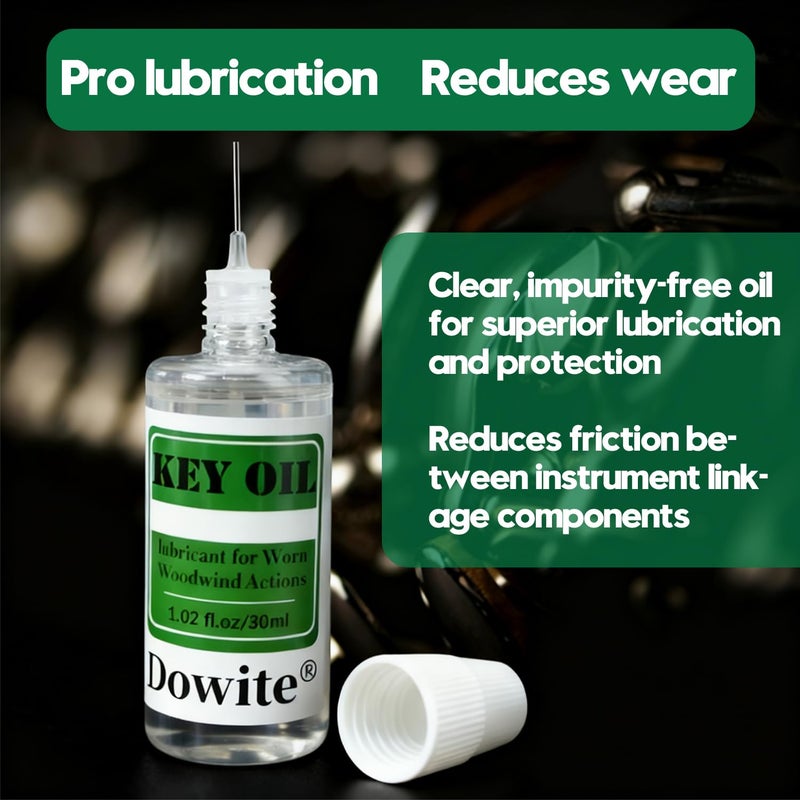 Dowite 30ml (1.02 fl. Oz) Premium Synthetic Key Oil for Woodwind Instruments provides perfect care for your woodwind instruments such as clarinets, flutes, saxophones, oboes, bassoons and more! - Image 4
